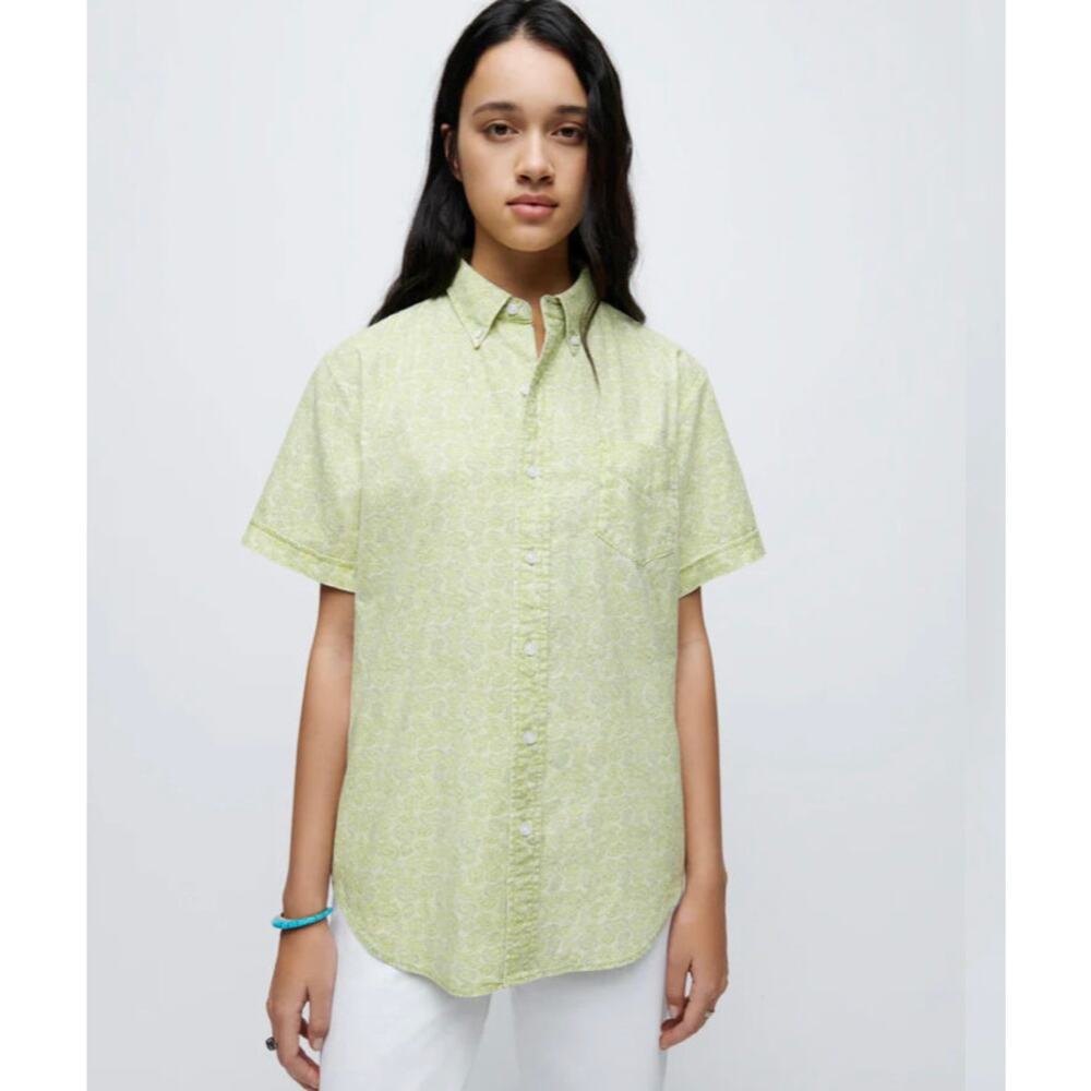 RE/DONE Retro Citrus Paisley Short Sleeve Shirt XS New